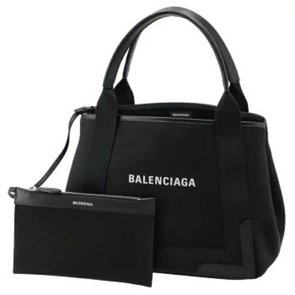 Balenciaga Tote Bag Navy Blue Cabas Canvas Black - Picture 2 of 8